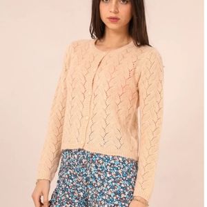 Calie Paris Maud Cardigan Sweater Rose Mohair Women's Size Medium